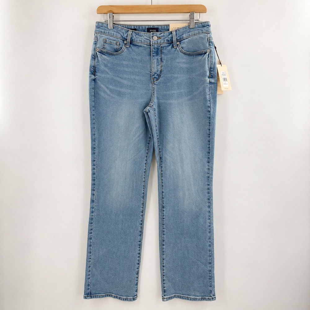 NYDJ Quiet Luxury Marilyn Straight Leg Denim Jeans Womens Size 14 Light Wash NWT